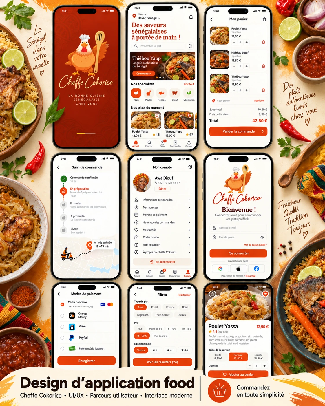 Cheffe Cokorico — Application food · UI/UX